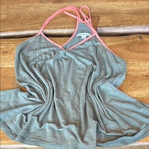 American Eagle Olive Tank Top with Coral Straps